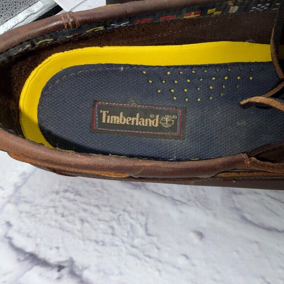 Timberland Mens Size 13W Brown Leather Loafer Boat Shoe 71024 Slip On Casual - Picture 9 of 13
